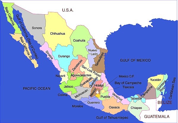 MAPA-MEKSYKU-PODZIAŁ-NA-STANY